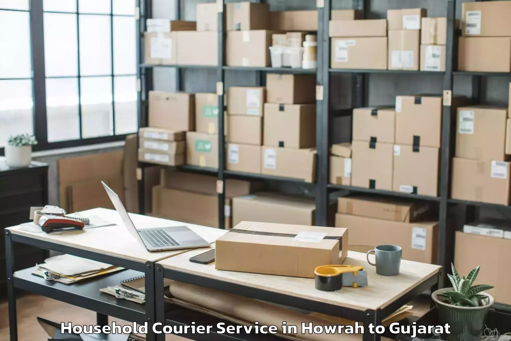 Book Howrah to Thasra Household Courier Online